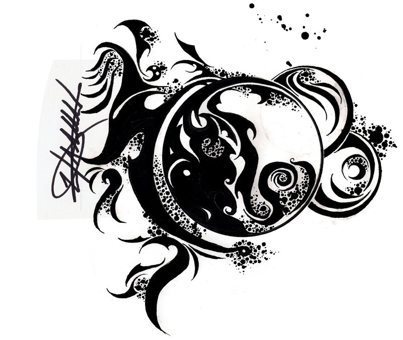 black and white yin yang design