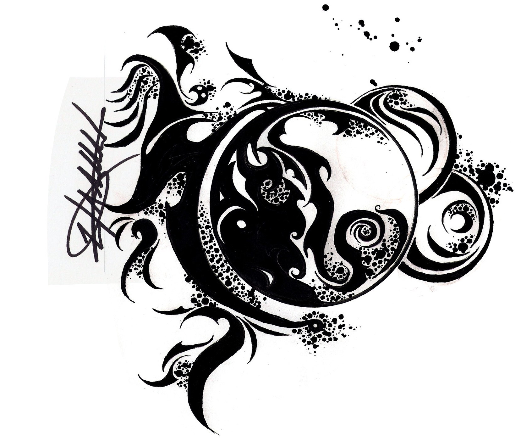 black and white yin yang design