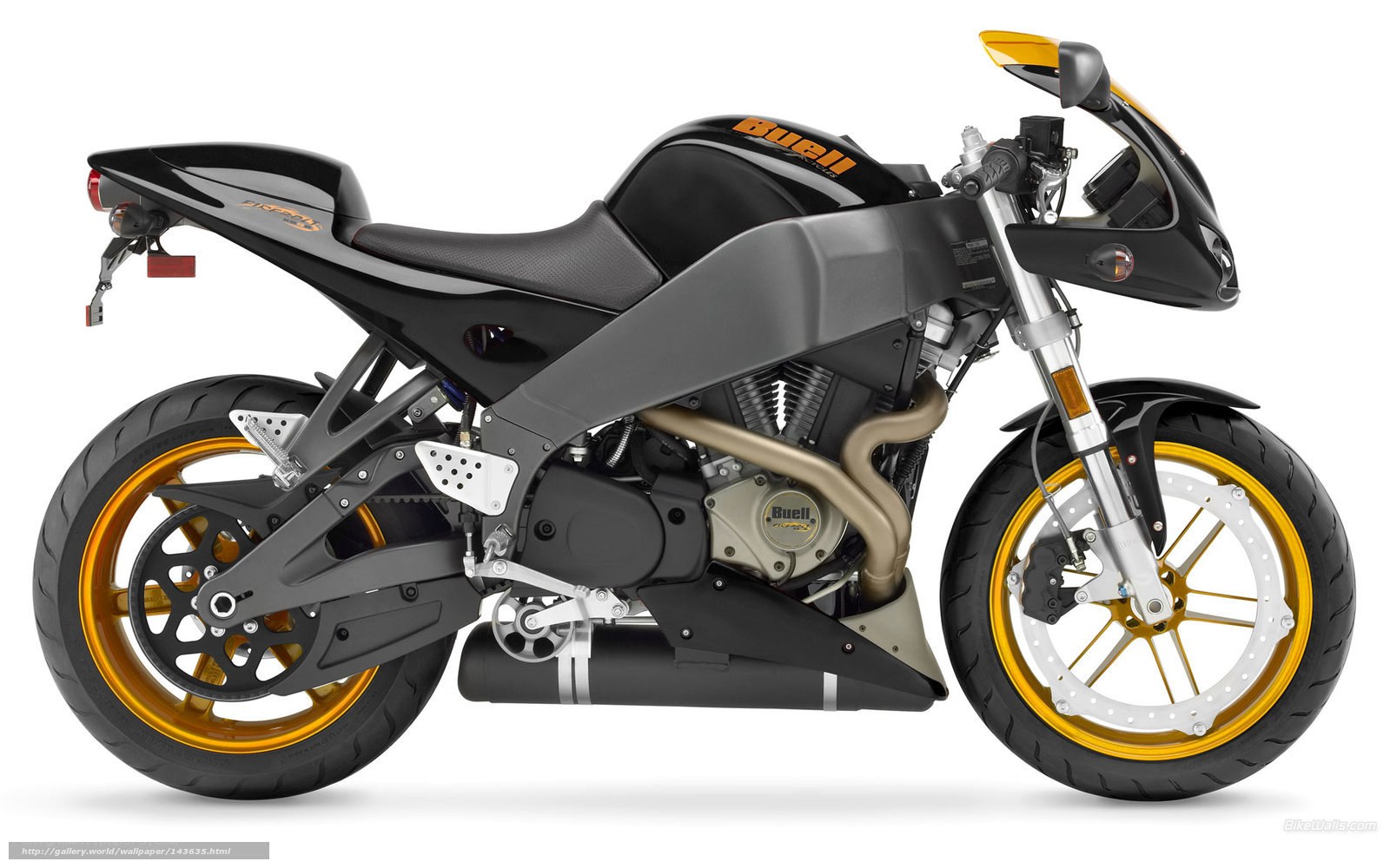 Black and yellow Buell motorcycle