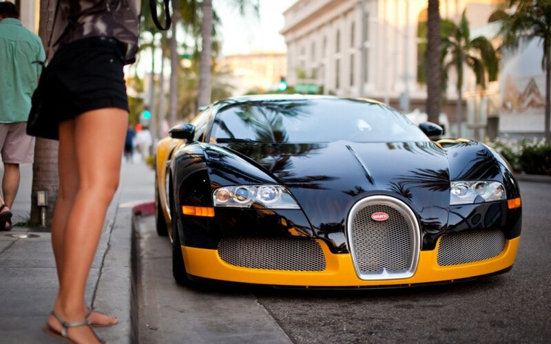 Black and Yellow Bugatti — Urban, Sunset