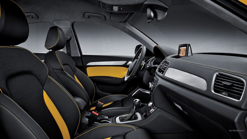 black and yellow car interior