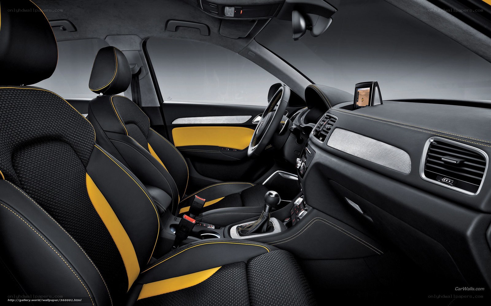 black and yellow car interior