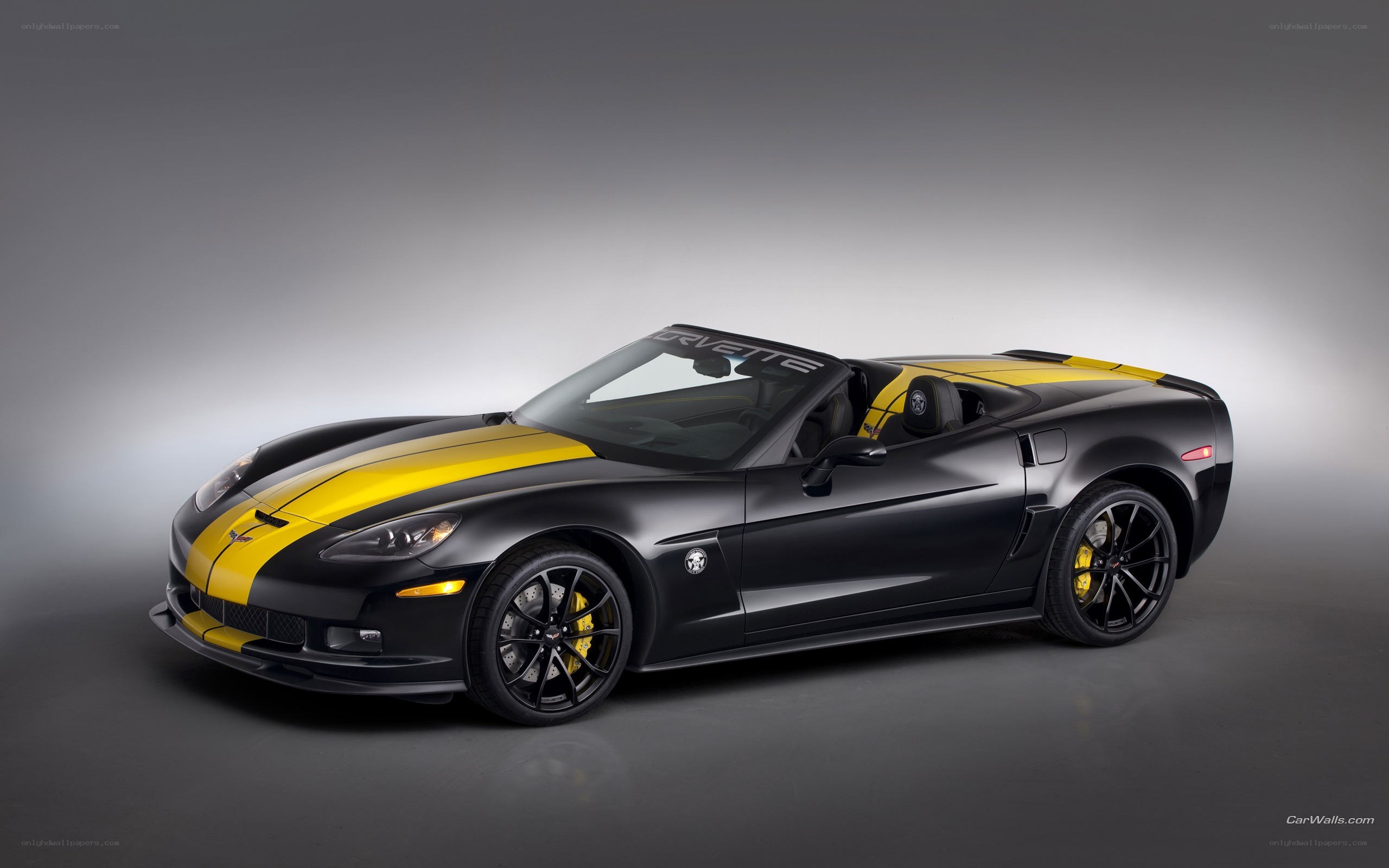 black and yellow corvette convertible