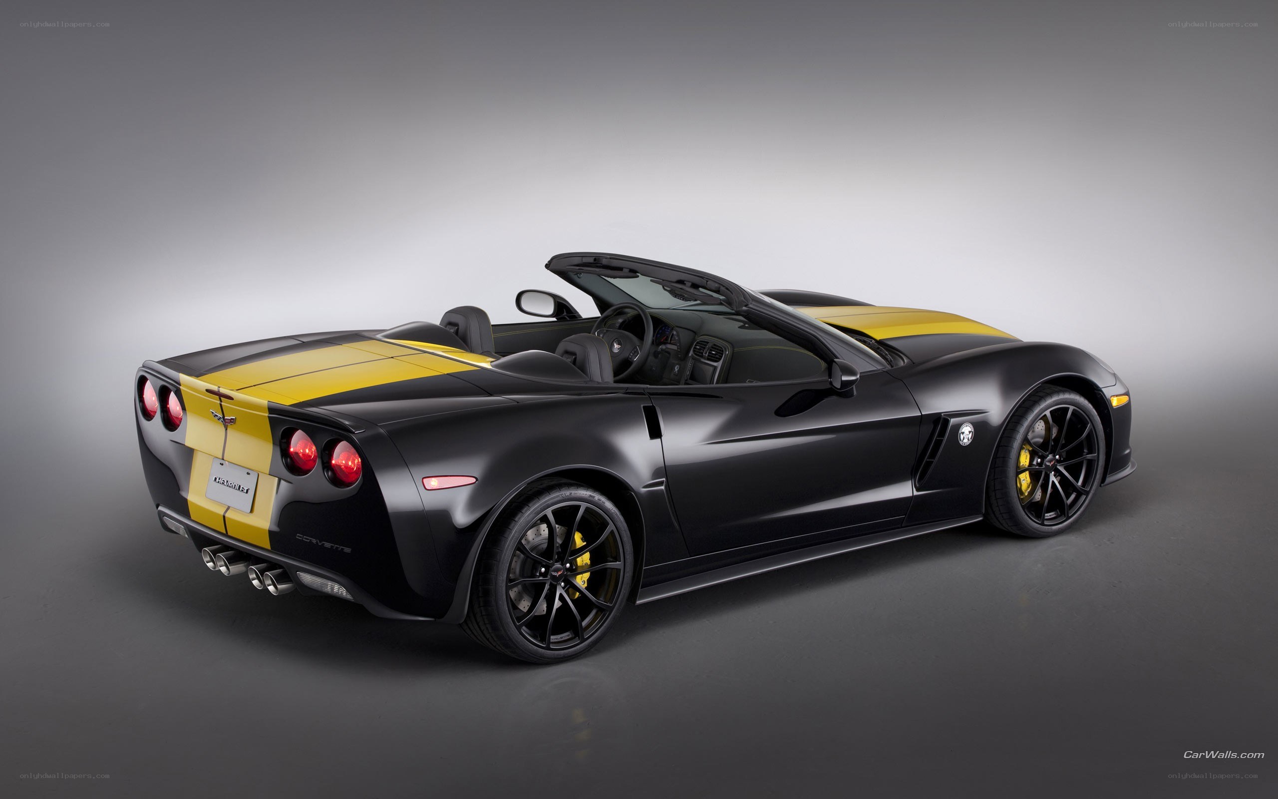 black and yellow corvette convertible