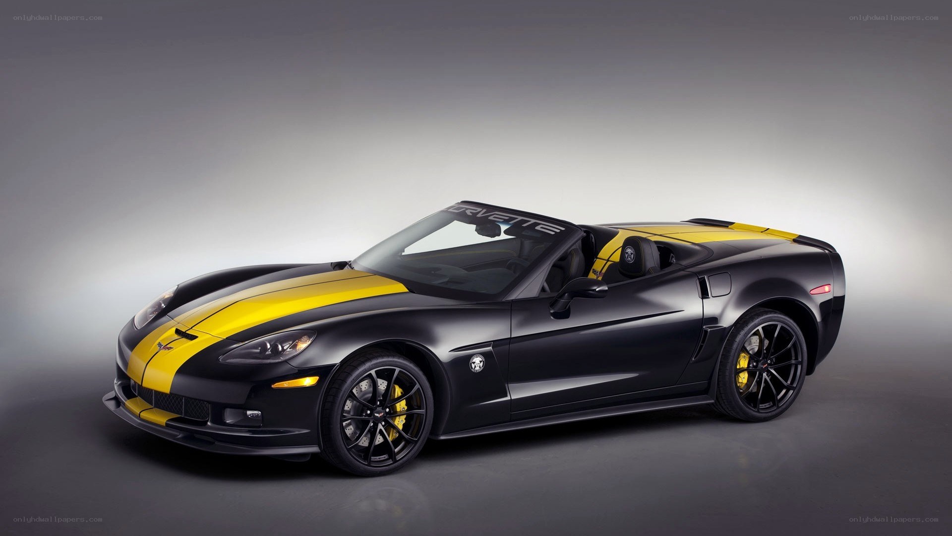 black and yellow corvette convertible