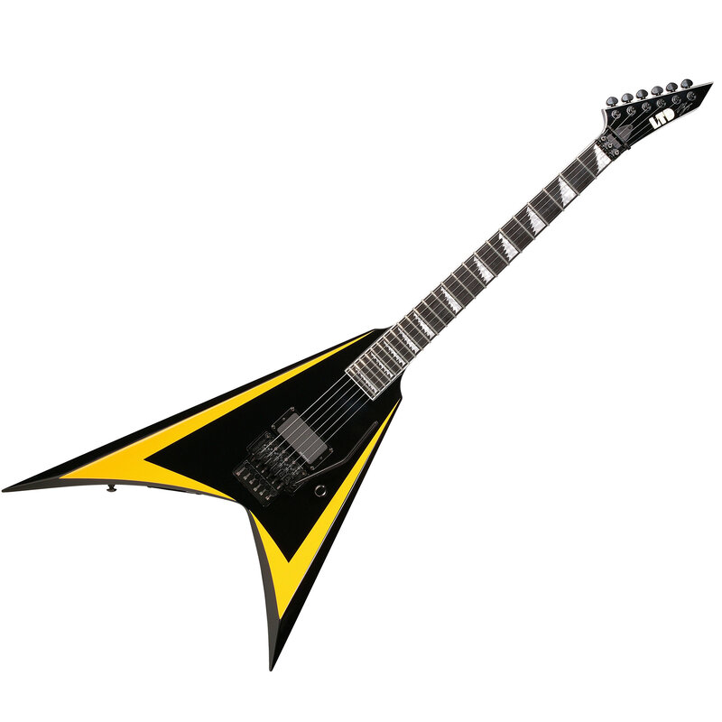 black and yellow electric guitar