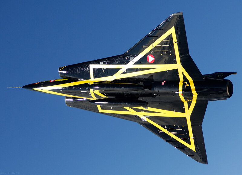 Black and yellow jet aircraft