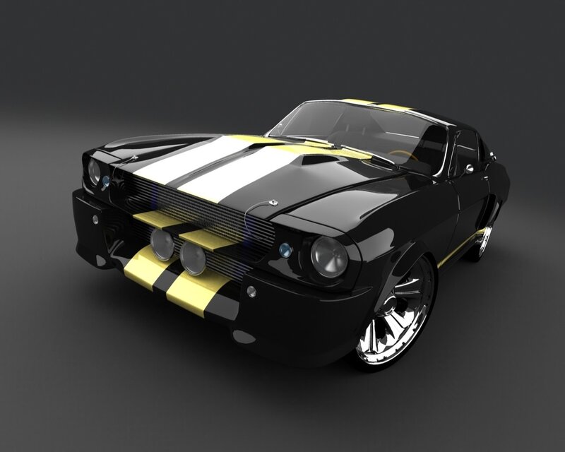 black and yellow muscle car