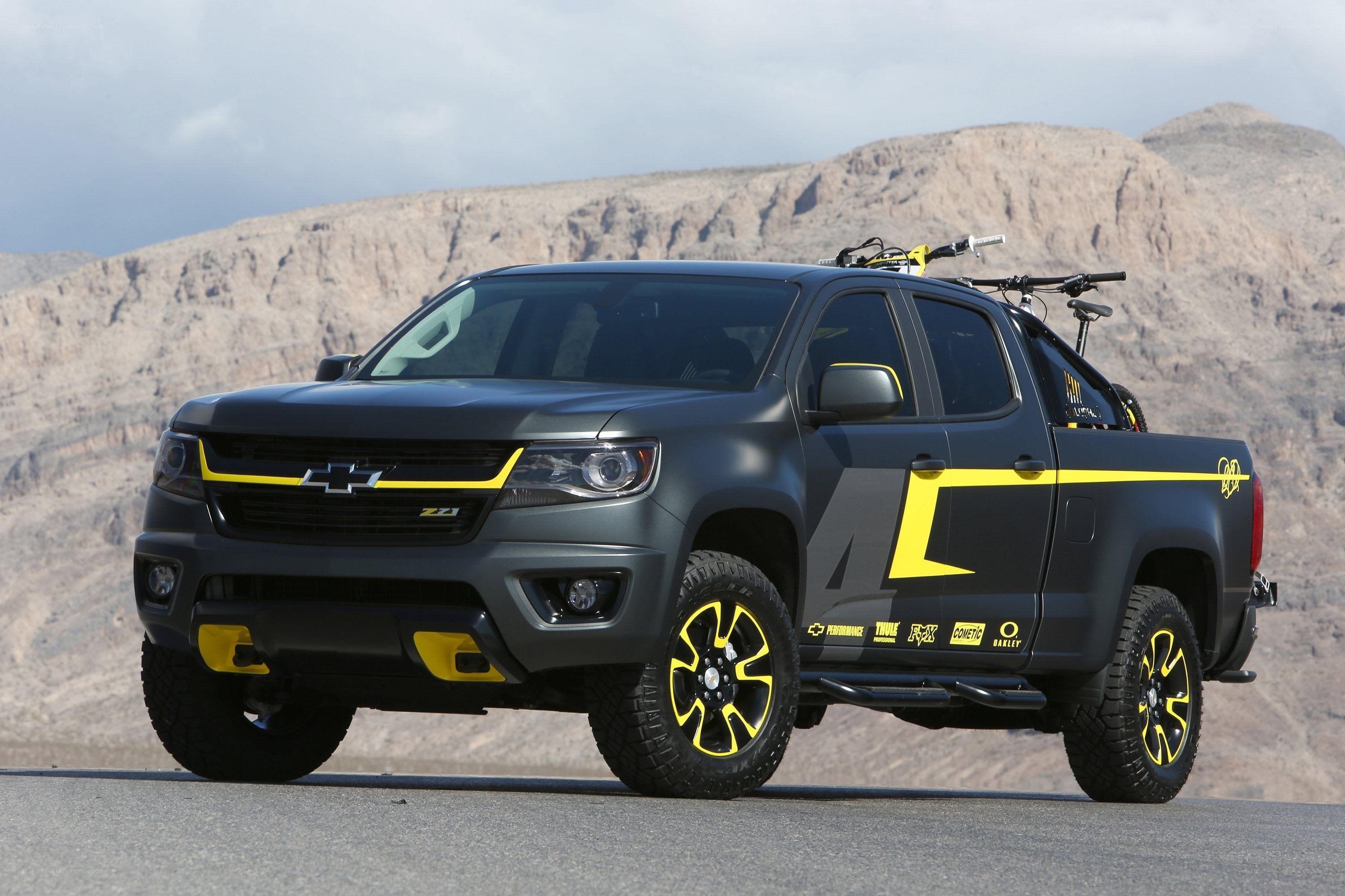 black and yellow pickup truck