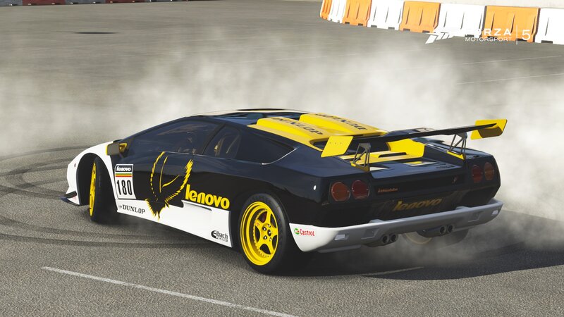 Black and Yellow Race Car — Dynamic, Afternoon