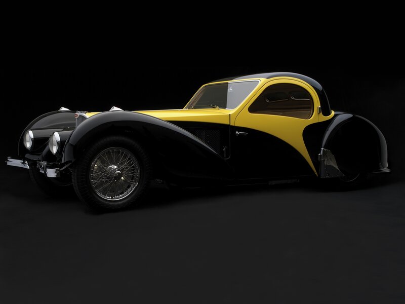 Black and Yellow Vintage Car