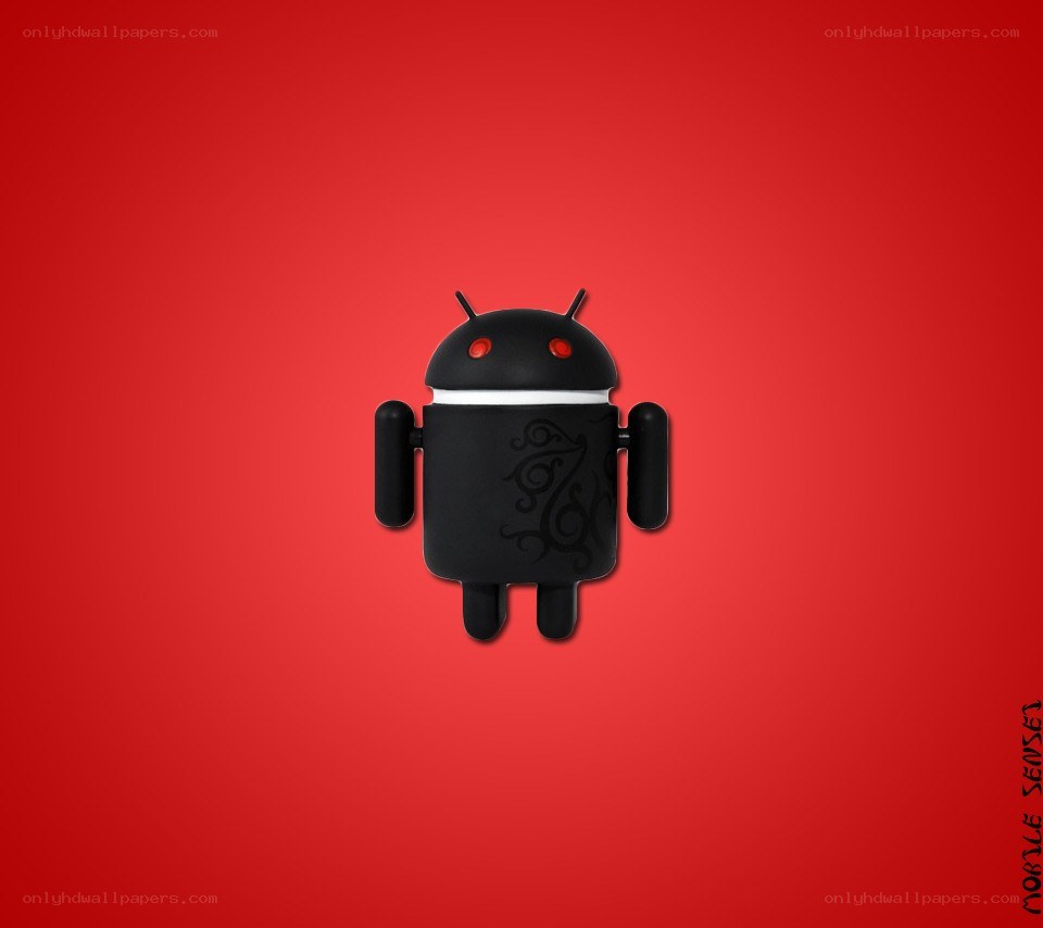 Black Android robot on red