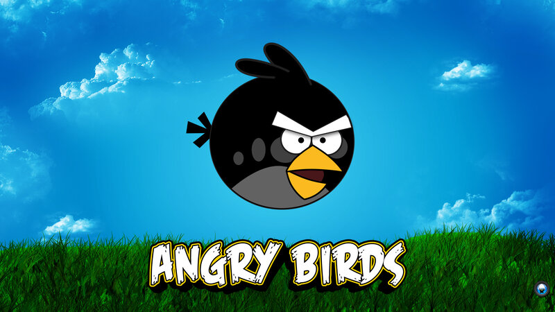 Black Angry Bird — Blue