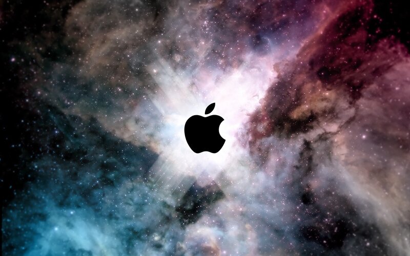 Black Apple Logo — Blue, Cosmic