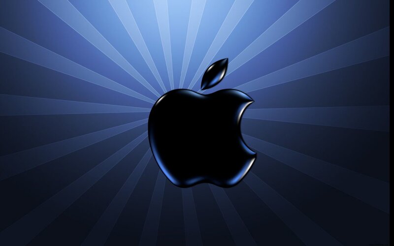 Black Apple Logo — Blue, Dramatic, Digital Art