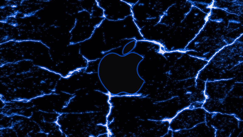 Black Apple Logo — Blue, Dramatic