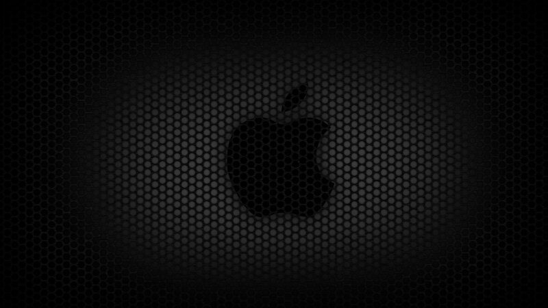 Black Apple Logo — Dark, Digital Art, Hexagonal Pattern