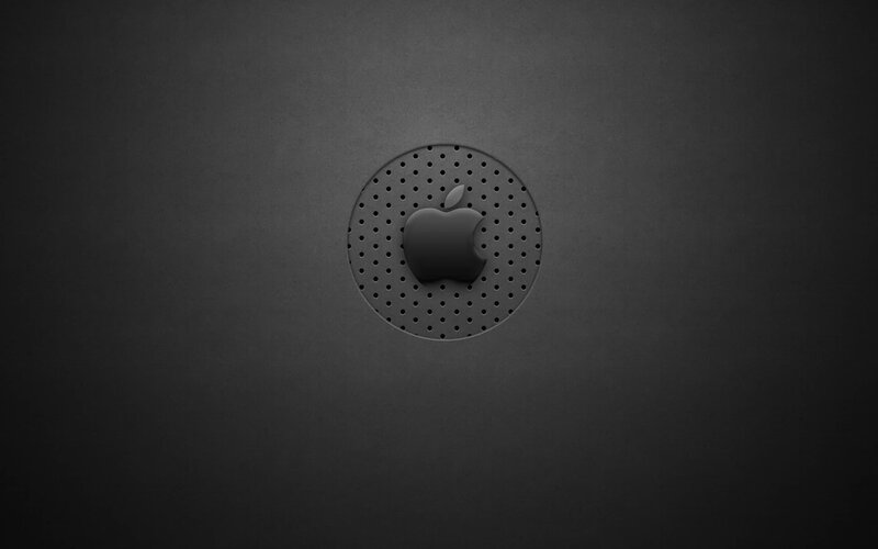 Black Apple Logo — Dark, Minimalist, Perforated Circle