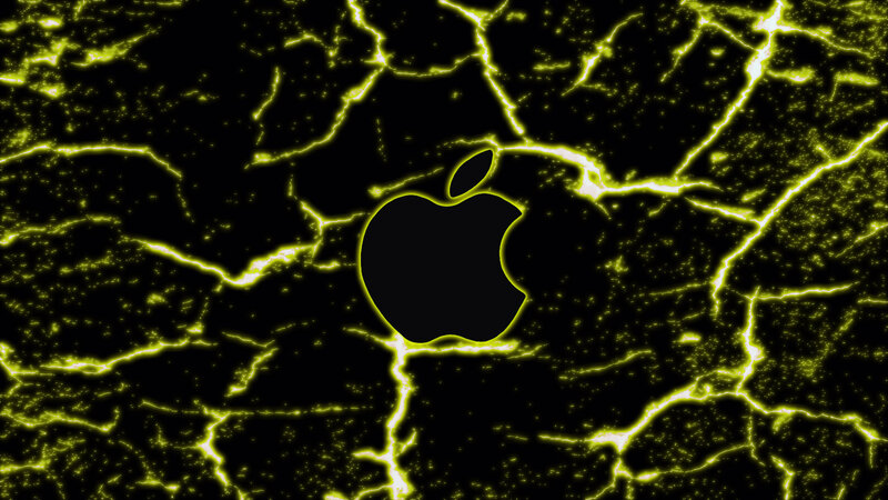 Black Apple Logo — Dramatic, Digital Art, Lightning