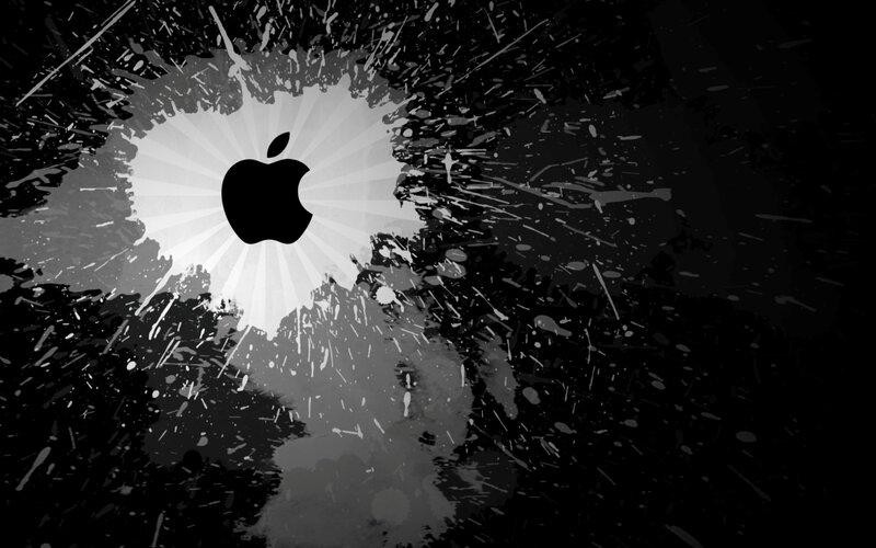 Black Apple Logo — Dramatic, Digital Art, Splatter