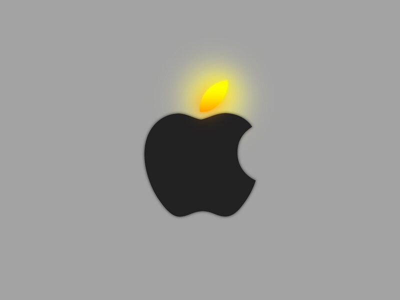 Black Apple Logo — Gray, Minimalist