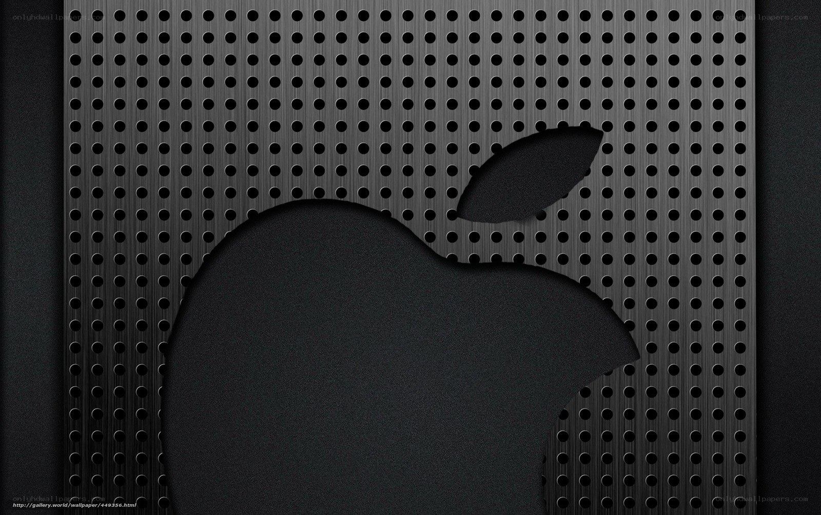 Black Apple logo on perforated metal