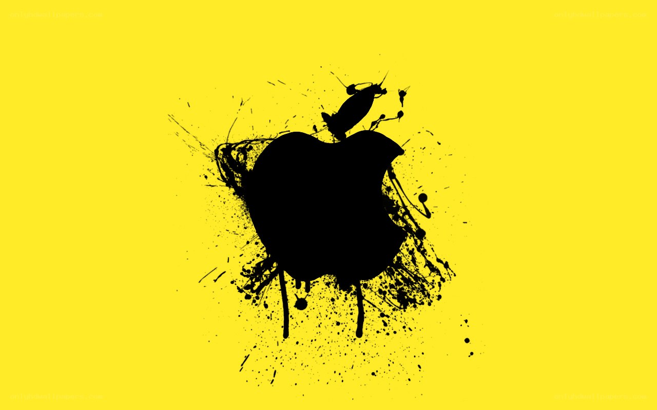 black apple logo on yellow