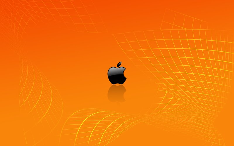 Black Apple Logo — Orange, Minimalist