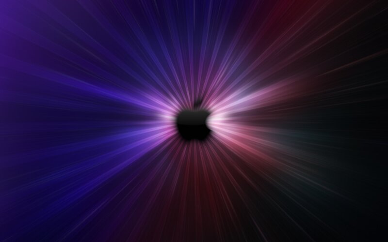 Black Apple Logo — Purple, Dramatic, Digital Art, Light Rays