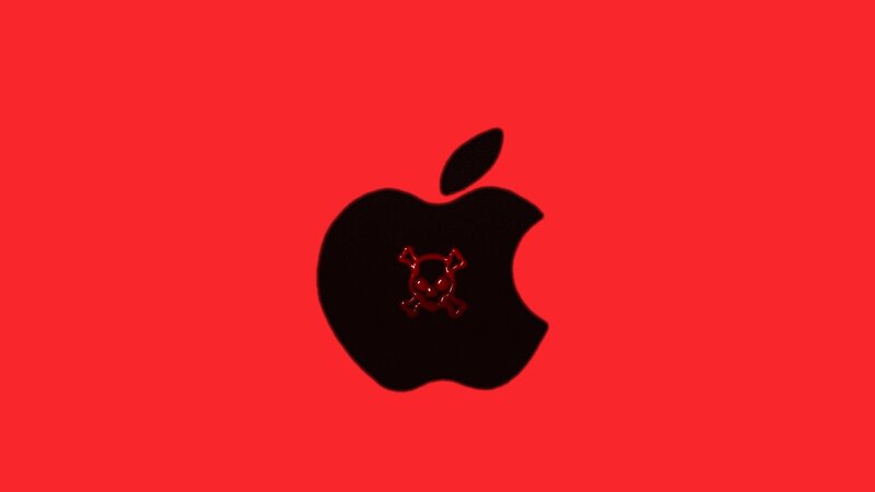 Black Apple Logo — Red