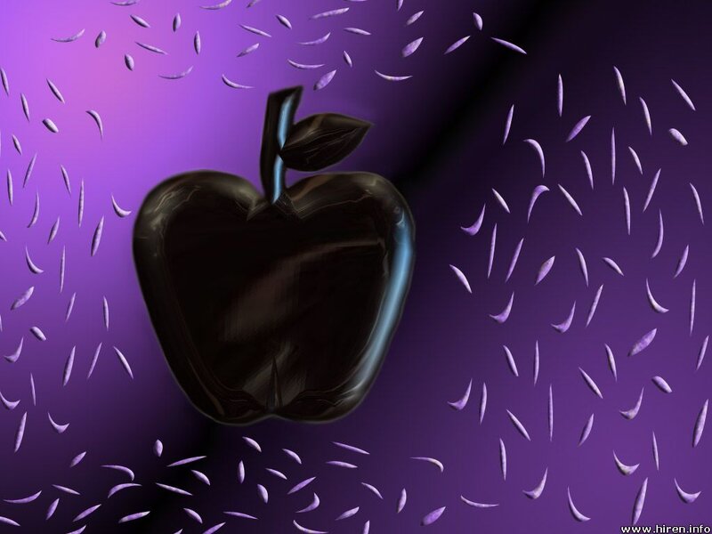 black apple on purple background