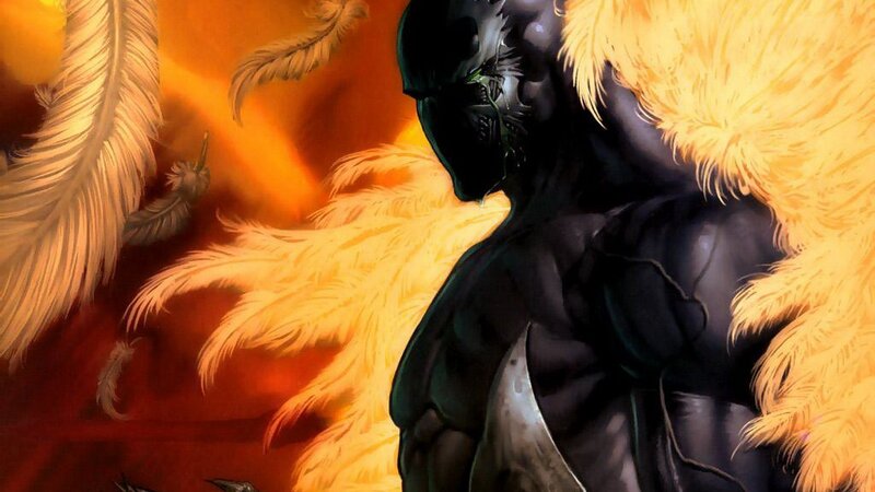 Black Armored Figure — Dramatic, Comic, Feathers