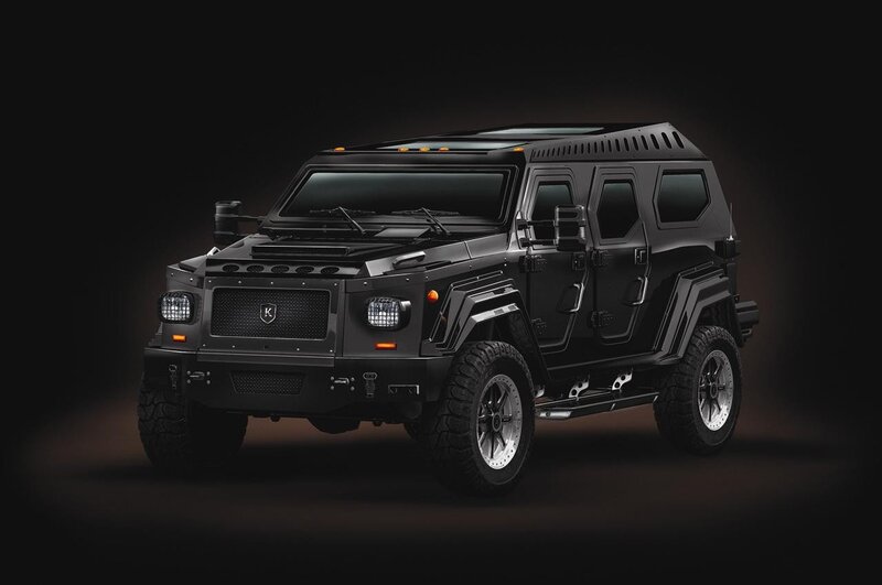 Black Armored SUV — Dramatic