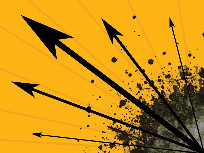 Black arrows on yellow background
