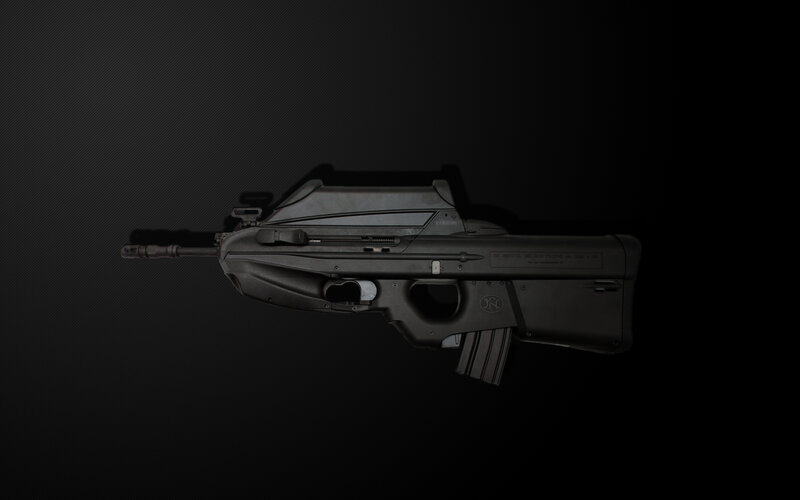 Black assault rifle on dark background