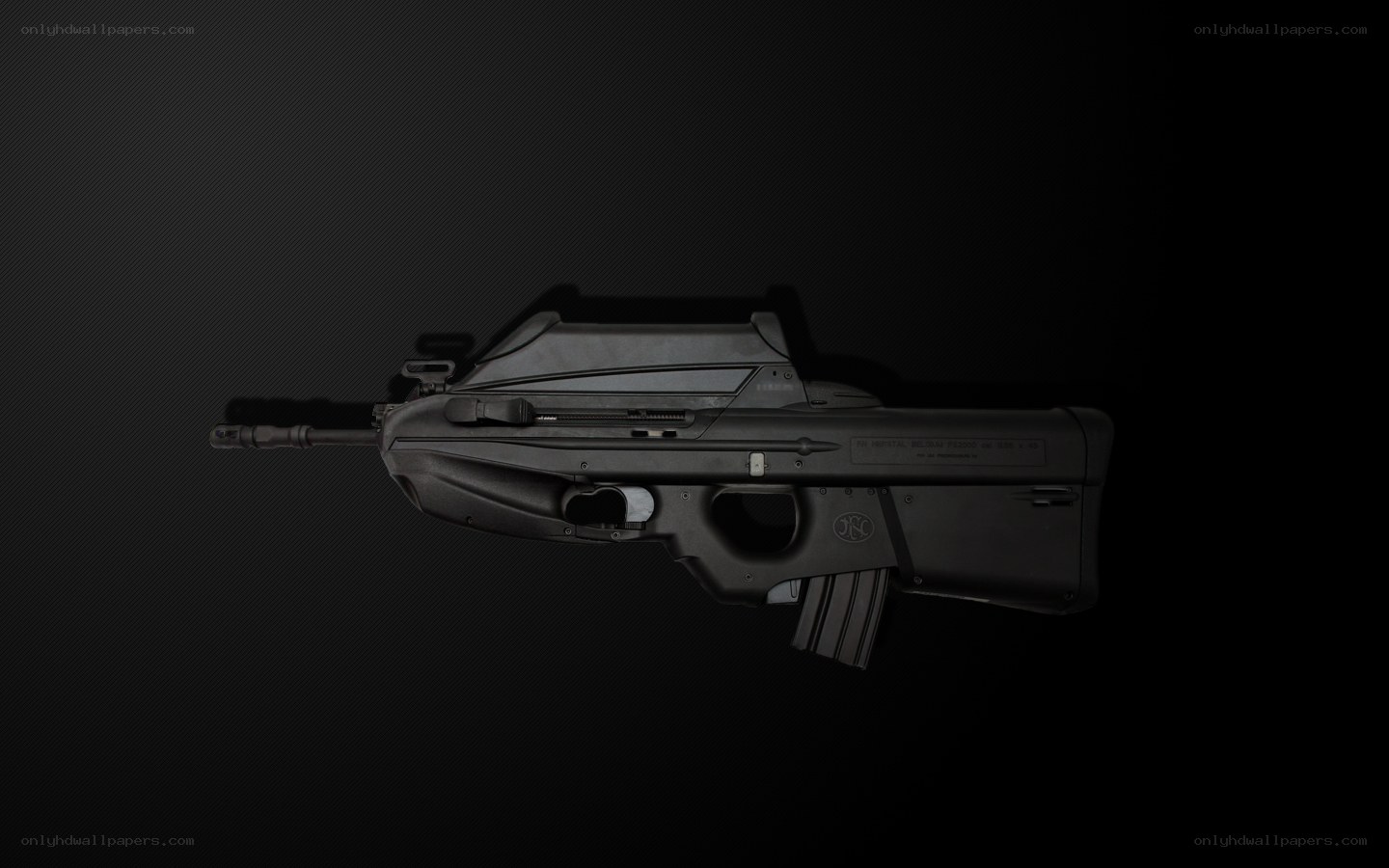 Black assault rifle on dark background