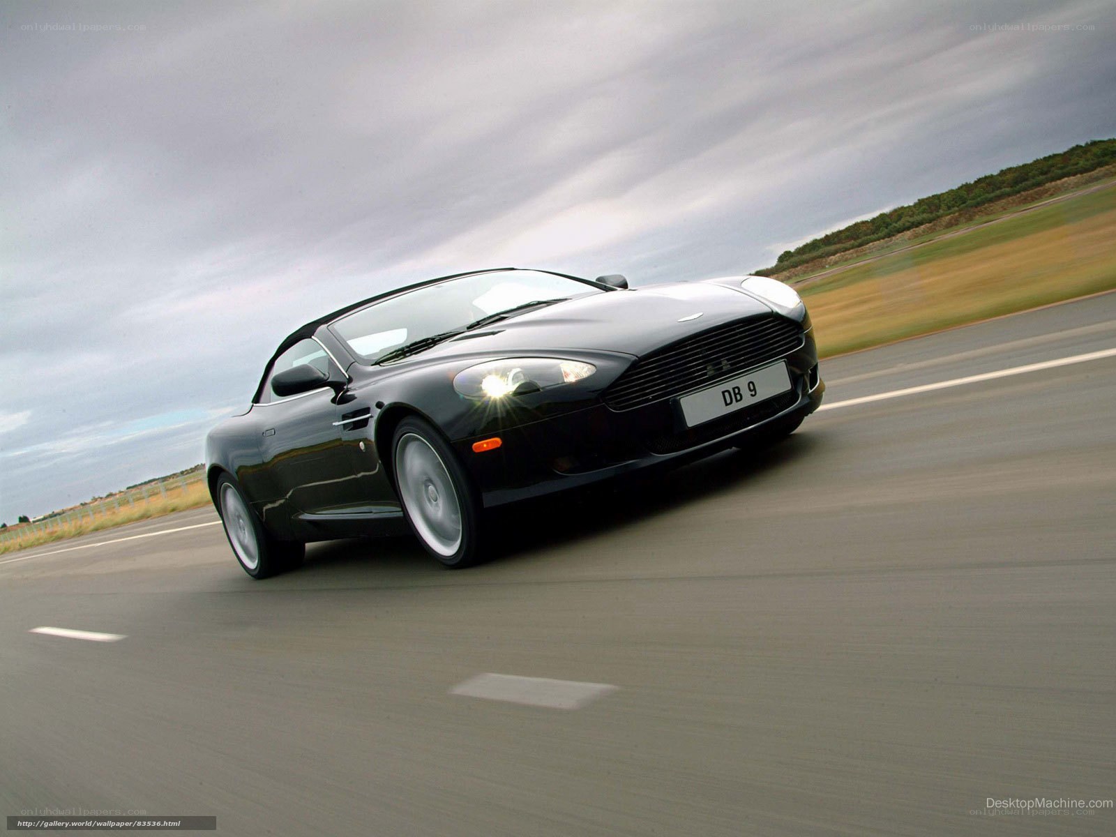 Black Aston Martin DB9 on road