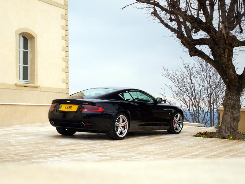 Black Aston Martin DB9 parked