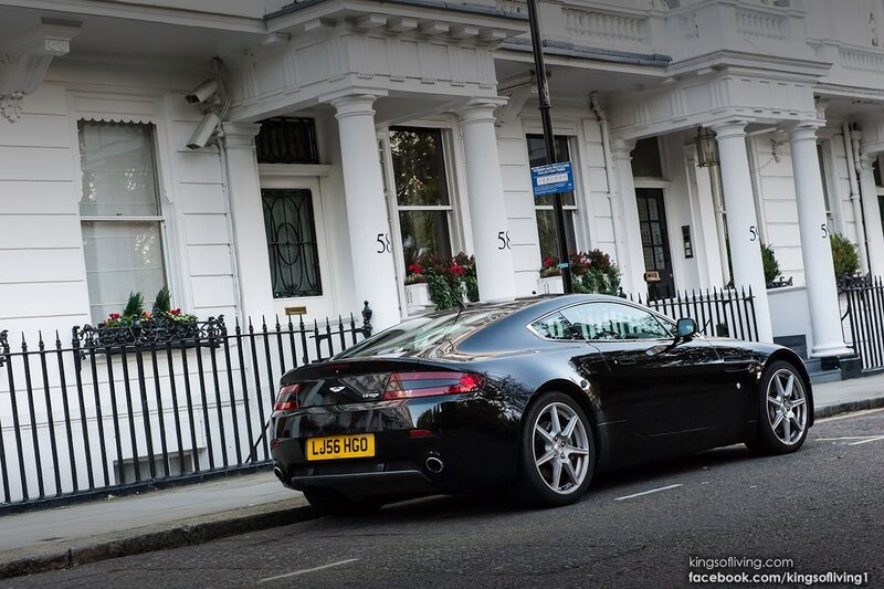 Black Aston Martin on a London street