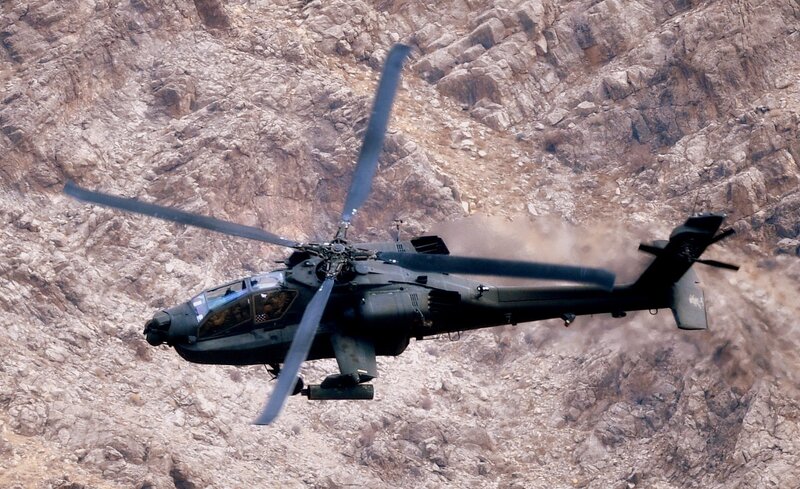 Black Attack Helicopter — Gray, Dramatic