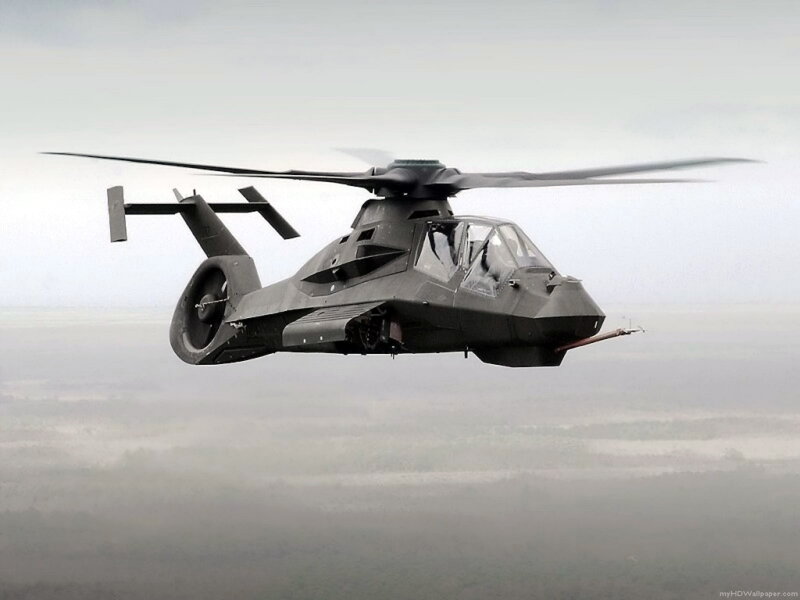 Black Attack Helicopter — Gray