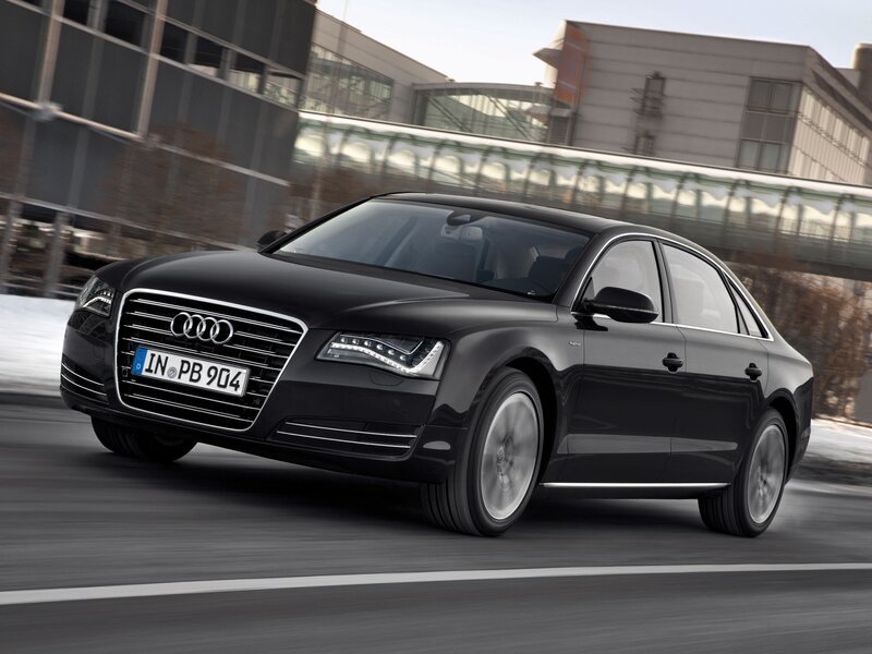 Black Audi A8 in motion