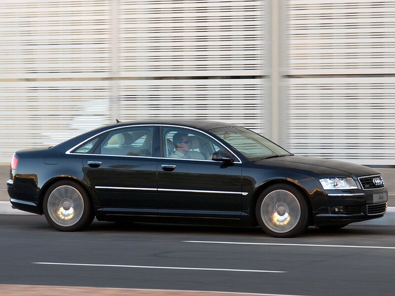 black audi a8 in motion