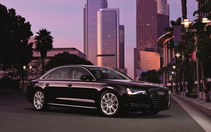 Black Audi A8 Sedan — Dramatic, Sunset