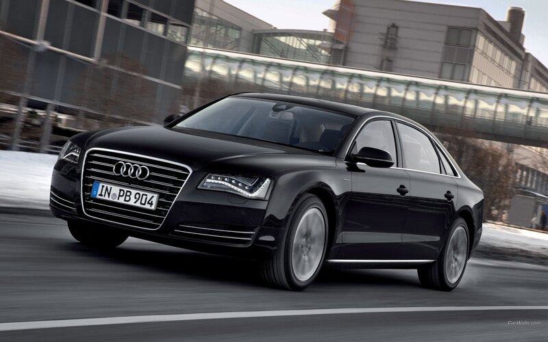 Black Audi A8 Sedan — Dynamic, Winter, Photograph, Car