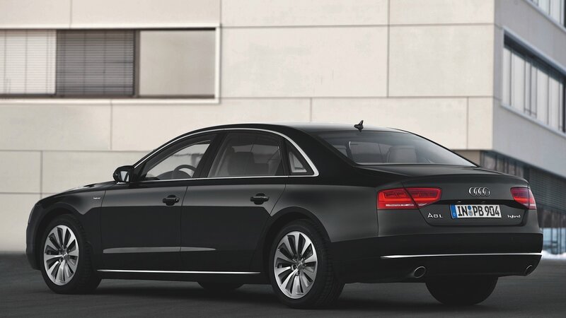 black audi a8l hybrid sedan