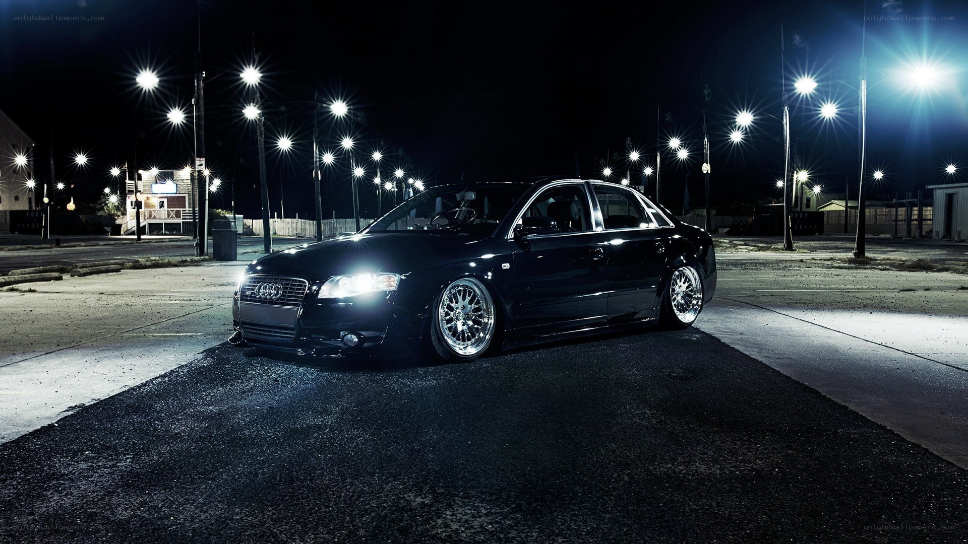 black audi at night