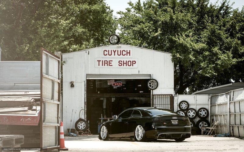 Black Audi at Tire Shop
