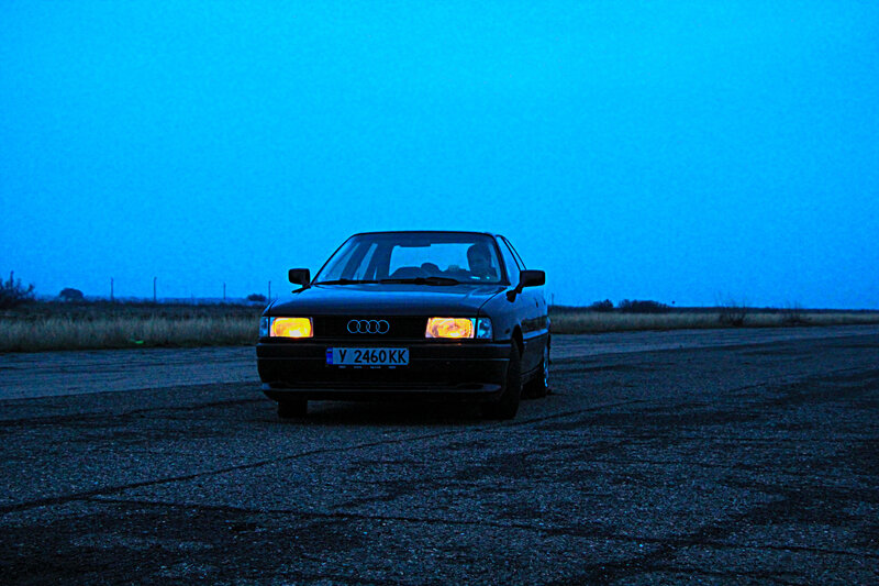 Black Audi Car — Blue, Dramatic, Night