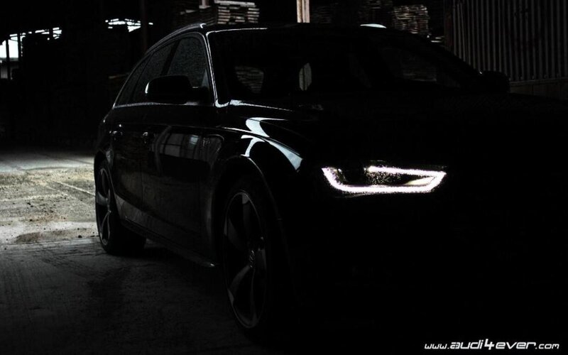 Black Audi Car — Dramatic, Night, Photograph, Headlight